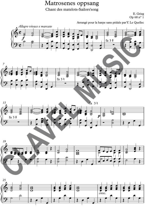 Partition de Matrosenes oppsang pour harpe celtique pdf