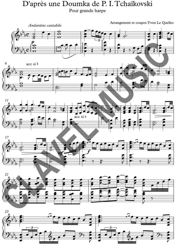 Partition de D'après une Doumka pour harpe à pédales pdf