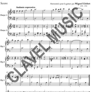 Partition de LLOBET M. Jeux Interdits Le testament d'Amélia pour deux harpes pdf