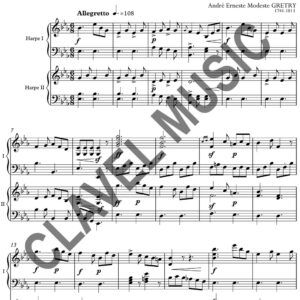 Partition de GRETRY A.E.M. Gigue pour Duo de harpes pdf